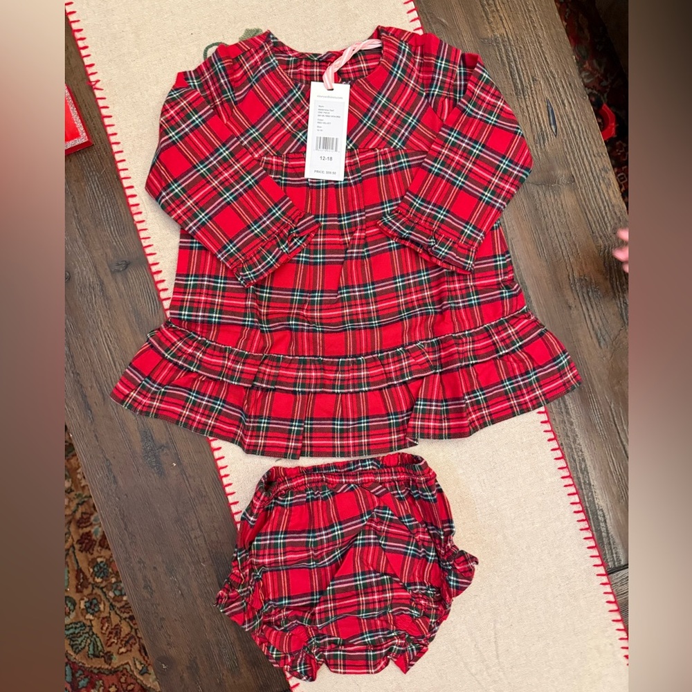 Vineyard Vines baby girl tidings tartan dress size 12-18 months